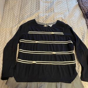 Navy Striped Women's Top